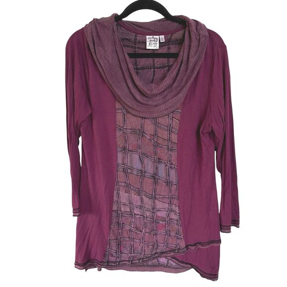 Parsley & Sage Tops - Bohemian Purple Fairy Grunge Cowl Neck Desert Beach Flowy Lagenlook Blouse Large